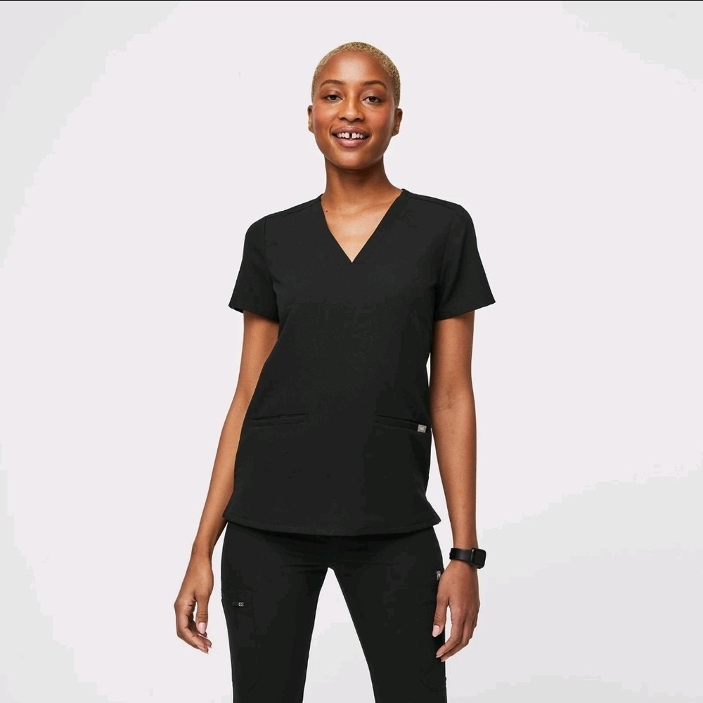 Figs Casma Three-Pocket Scrub Top XL Blue Short Sleeves FW1100 Stretchy
